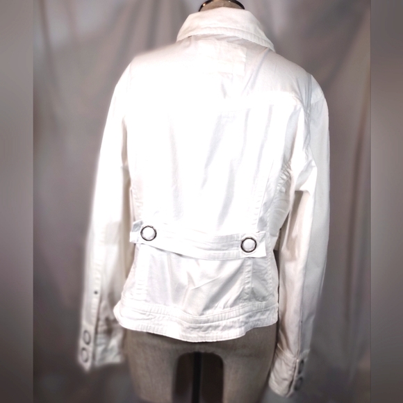 Willi Smith crop Rainproof off-white button jacket, bell sleeves-3/4,  women S - Picture 2 of 9